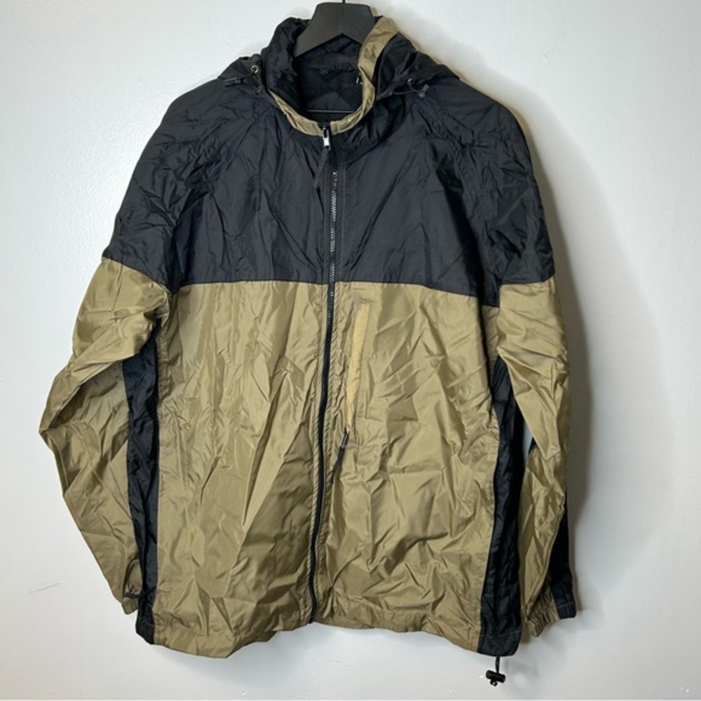 Totes Packable Black‎ and Tan Waterproof Rain Jacket Size XL